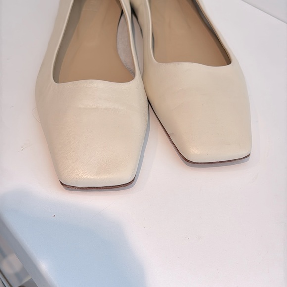 AEYDA Ida Cream Italian Lambskin Leather Ballet Flats Ballerina Square Toe - Picture 12 of 13